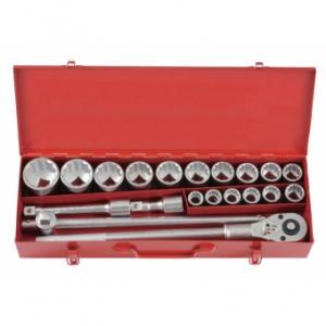 Набор головок 3/4" 7/8"-2" 12-гранных , вороток , удлинители 20 пр. в металлическом кейсе Набор головок 3/4" 7/8"-2" 12-гранных , вороток , удлинители 20 пр. в металлическом кейсе