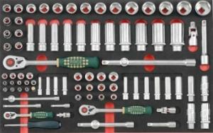 Набор инструмента 1/4",3/8" и 1/2" с 6-ти гран. головками (88пр.) ложемент Набор инструмента 1/4",3/8" и 1/2" с 6-ти гран. головками (88пр.) ложемент